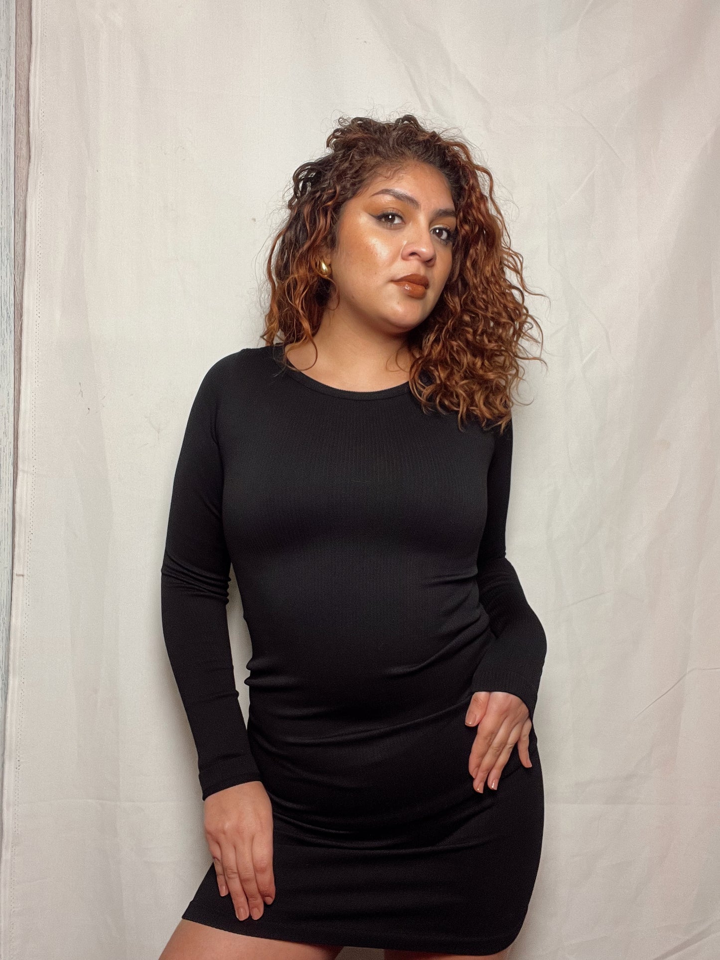 Vestido tela rib negro