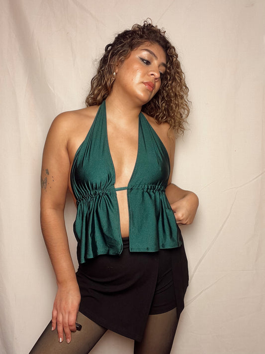 Top Emilia Liso Verde esmeralda