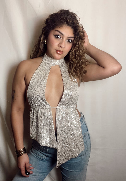 Top de Lentejuelas beige